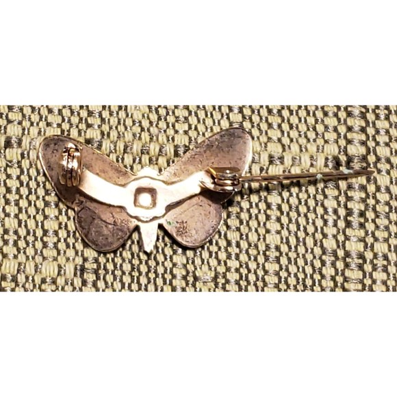 Vtg Unsigned Butterfly In Flight Metal Pin In White, Black, Gold Color Accents - Picture 3 of 9